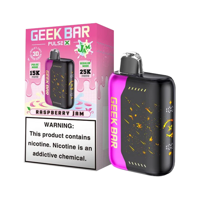 Raspberry Jam Geek Bar Pulse X 25000 Disposable Vape Packaging