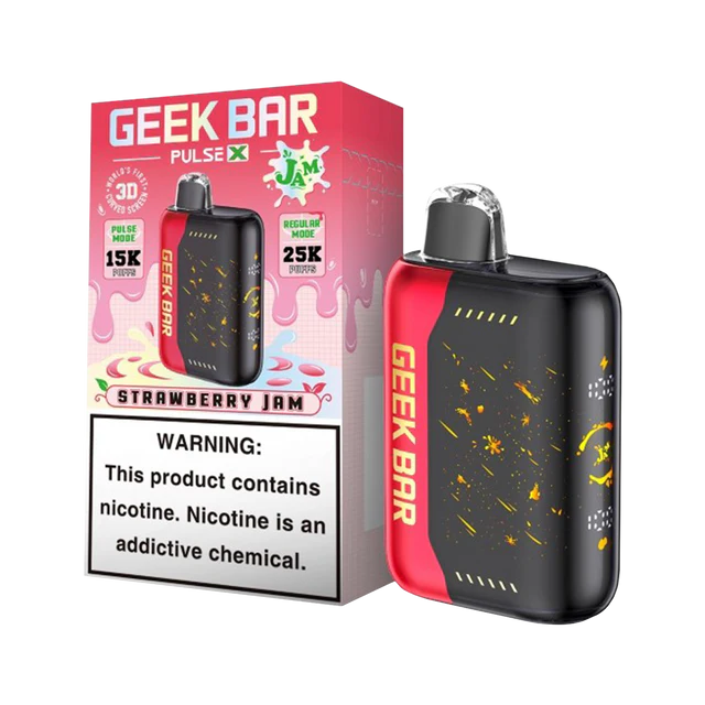Strawberry Jam Geek Bar Pulse X 25000 Disposable Vape Packaging
