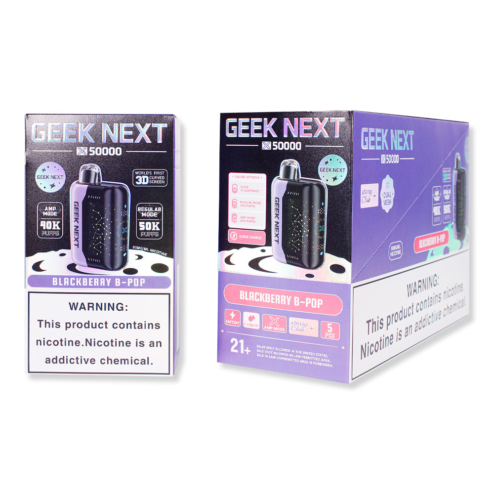 Blackberry B-Pop Geek Next X 50000 disposable vape packaging