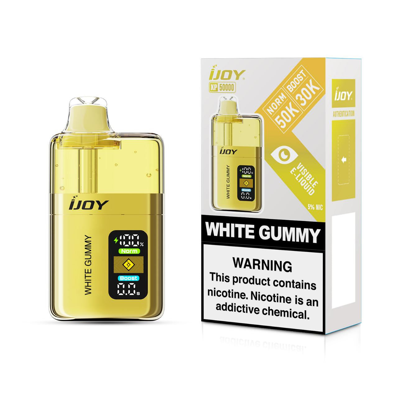 White Gummy IJoy XP50000 disposable vape packaging