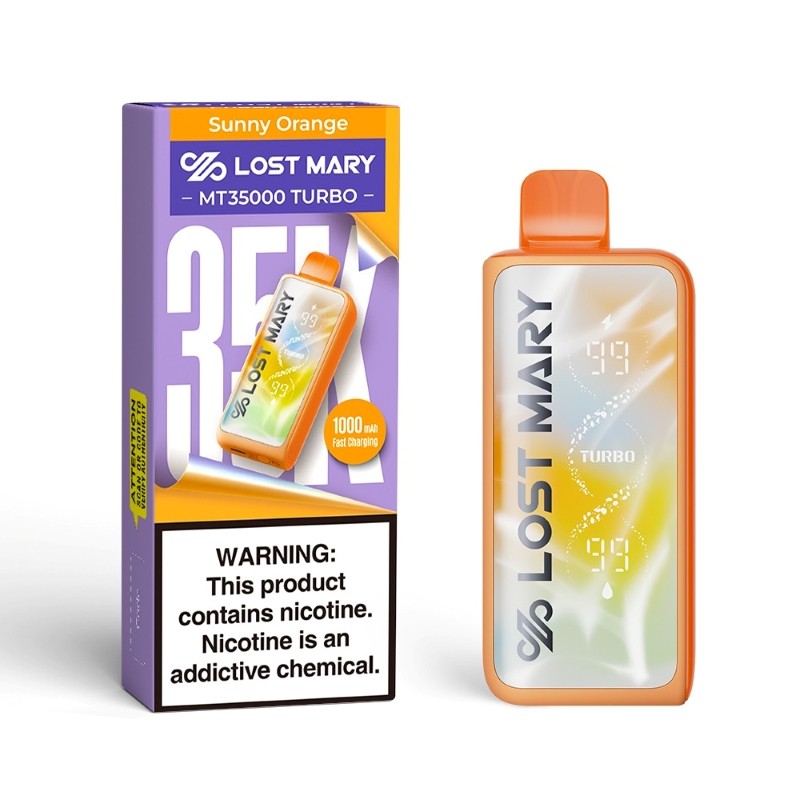 Sunny Orange Disposable Vape Lost Mary MT35000 Turbo Packaging