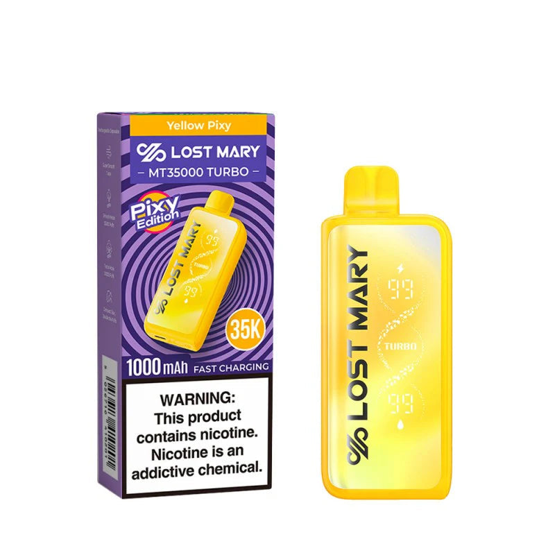 Yellow Pixy Lost Mary MT35000 Turbo Disposable Vape Packaging
