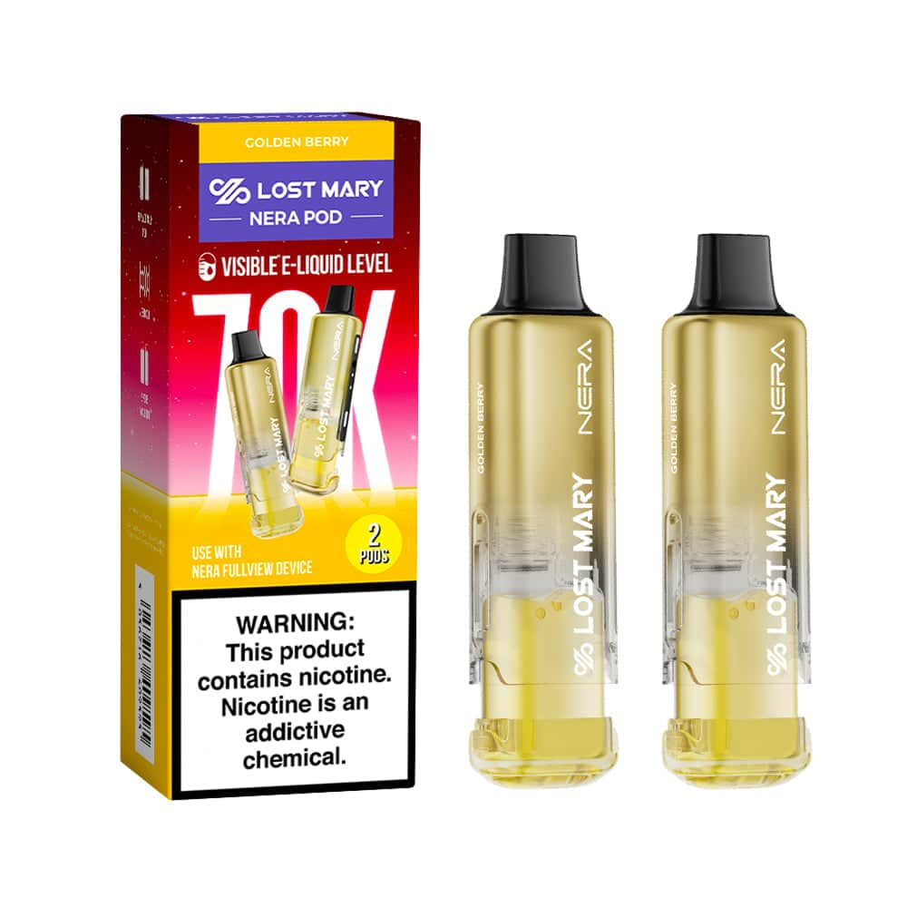 Golden Berry Lost Mary NERA Fullview 70K Pod Disposable Vape Packaging