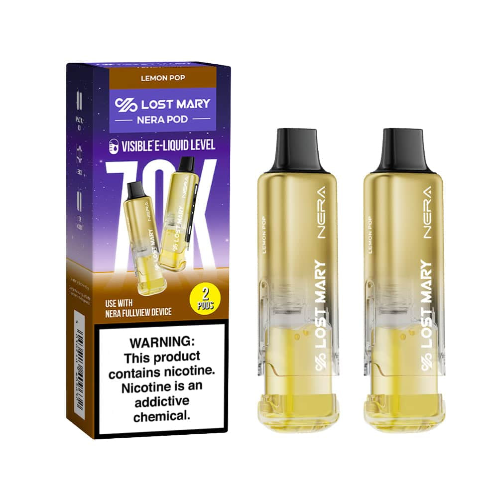 Lemon Pop Lost Mary Nera Fullview 70K Pod disposable vape packaging