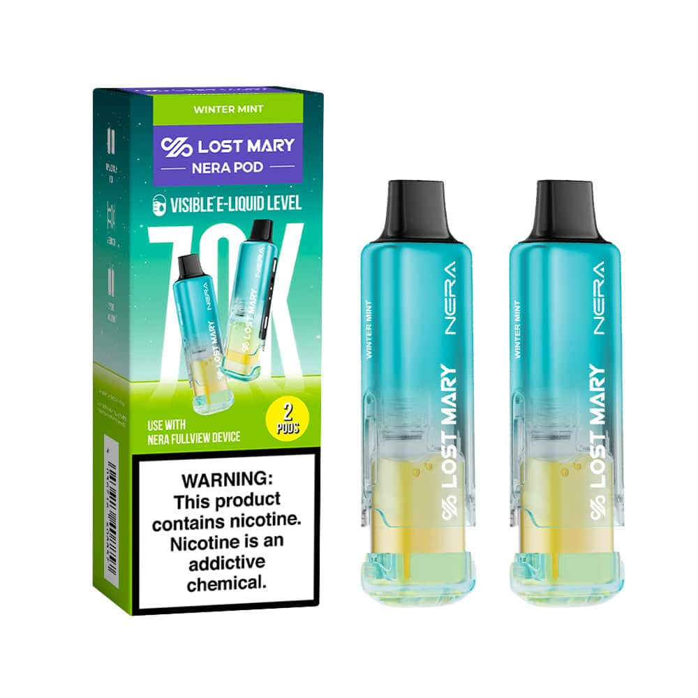 Winter Mint Lost Mary NERA Fullview 70K Pod Disposable Vape Packaging