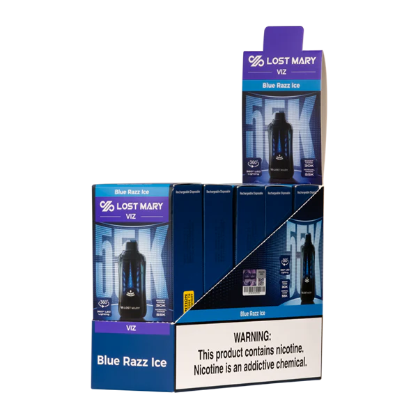 Blue Razz Ice Lost Mary Viz 55K Disposable Vape Packaging
