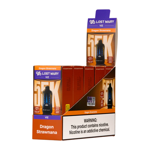 Dragon Strawnana Lost Mary Viz 55K Disposable Vape Packaging