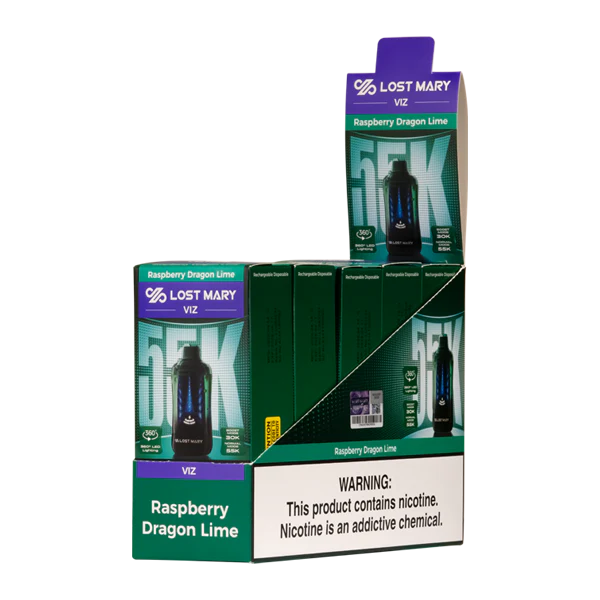 Raspberry Dragon Lime Lost Mary Viz 55K Disposable Vape Packaging