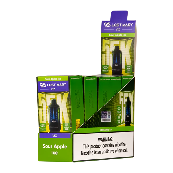Sour Apple Ice Lost Mary Viz 55K Disposable Vape Packaging