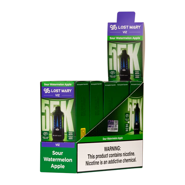 Sour Watermelon Apple Lost Mary Viz 55K Disposable Vape Packaging
