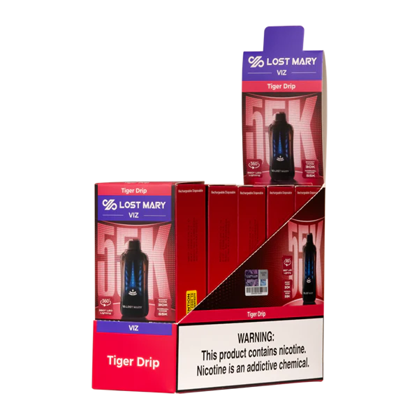 Tiger Drip Lost Mary Viz 55K Disposable Vape Packaging