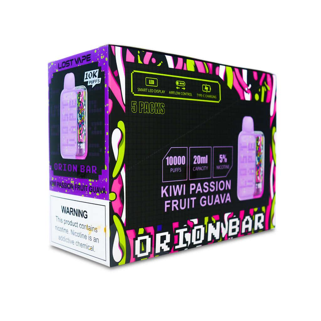 Kiwi Passion Fruit Guava Lost Vape Orion Bar 10000 - Black Coral