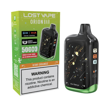 Kiwi Orange Lost Vape Orion Bar 50K Nic & Ice disposable vape packaging