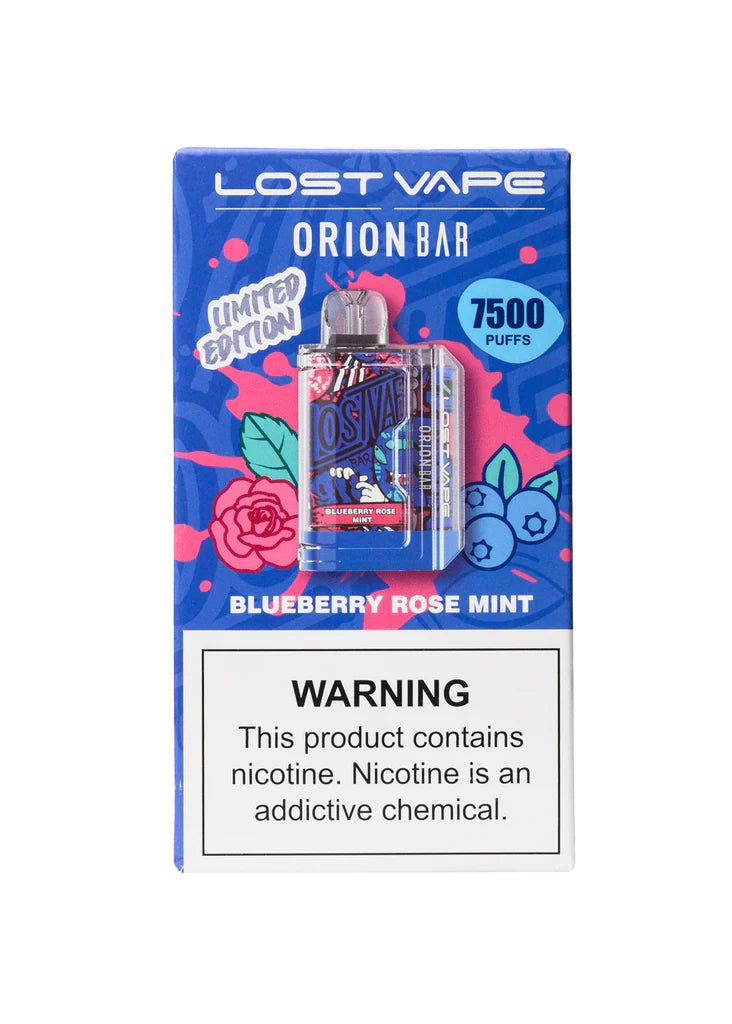 Blueberry Rose Mint Lost Vape Orion Bar 7500 - Black Coral