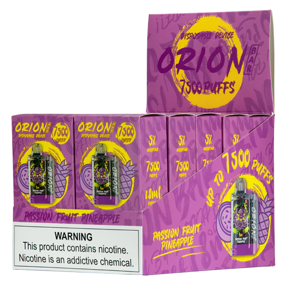 Passion Fruit Pineapple Lost Vape Orion Bar 7500 disposable vape packaging
