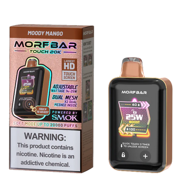 Moody Mango Morf Bar Touch 20K disposable vape packaging
