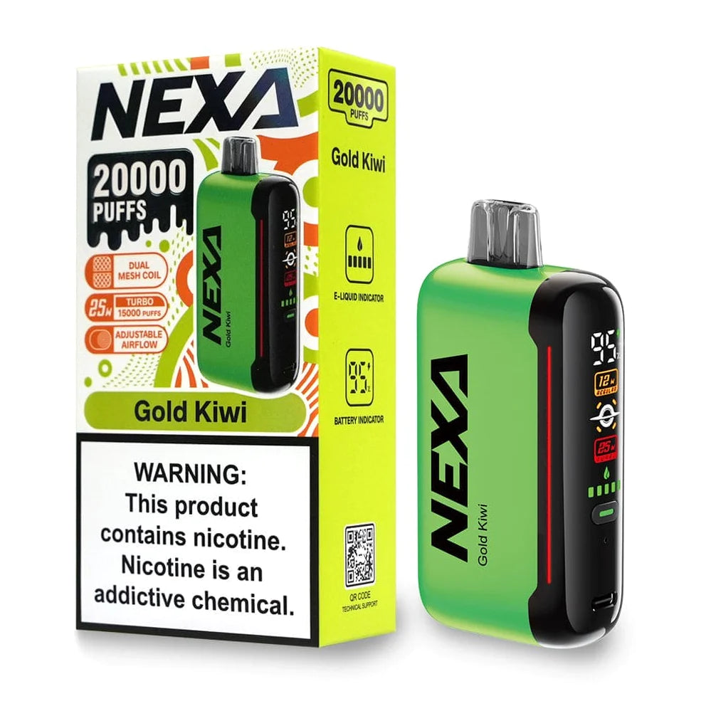 Gold Kiwi Nexa N20000 disposable vape packaging