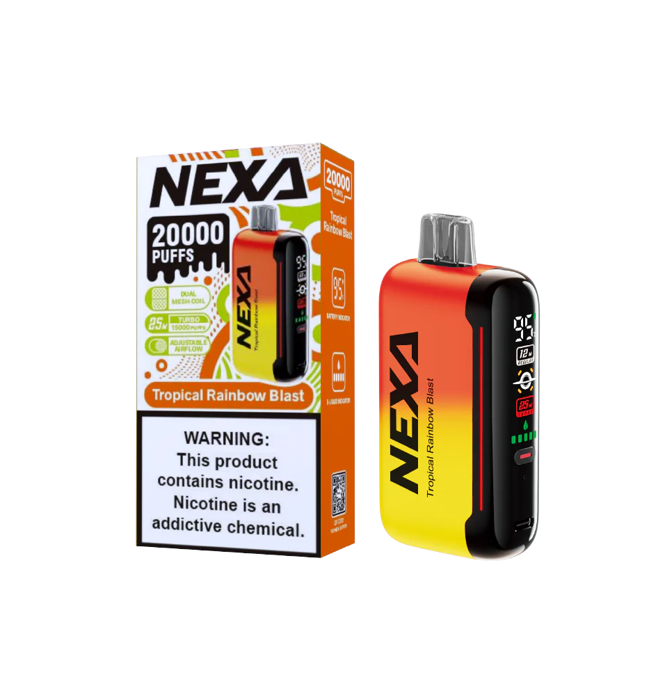 Tropical Rainbow Blast Nexa N20000 disposable vape packaging