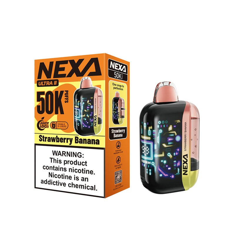 Strawberry Banana Nexa Ultra II 50K Disposable Vape Packaging
