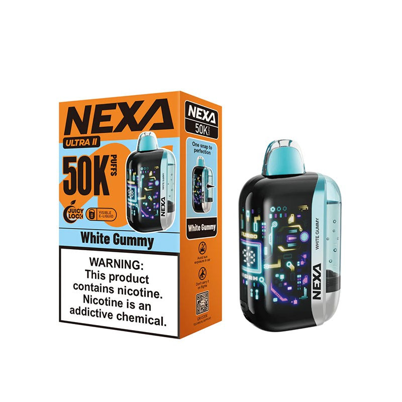 White Gummy Nexa Ultra II 50K Disposable Vape Packaging
