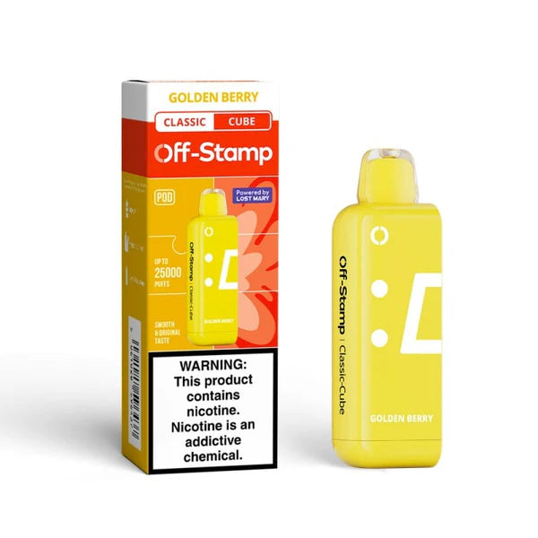 Golden Berry Off-Stamp Classic Cube 25K Pod disposable vape packaging