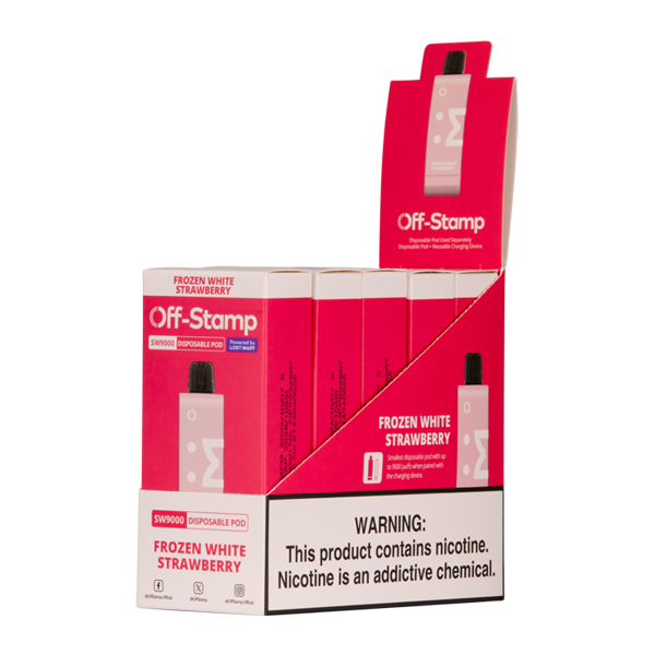 Forzen White Strawberry Off Stamp SW9000 Pod disposable vape packagin