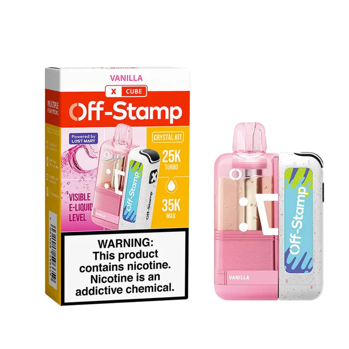 Vanilla Off Stamp X Cube Crystal 35K Kit Off disposable vape packaging