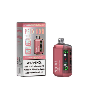 Strawberry Mint Candy Priv Bar Turbo 15000 disposable vape packaging