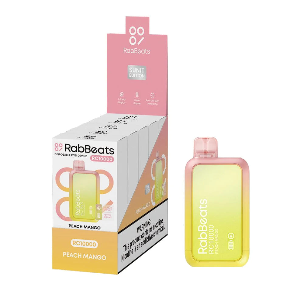 Peach Mango RabBeats RC10000 disposable vape packaging