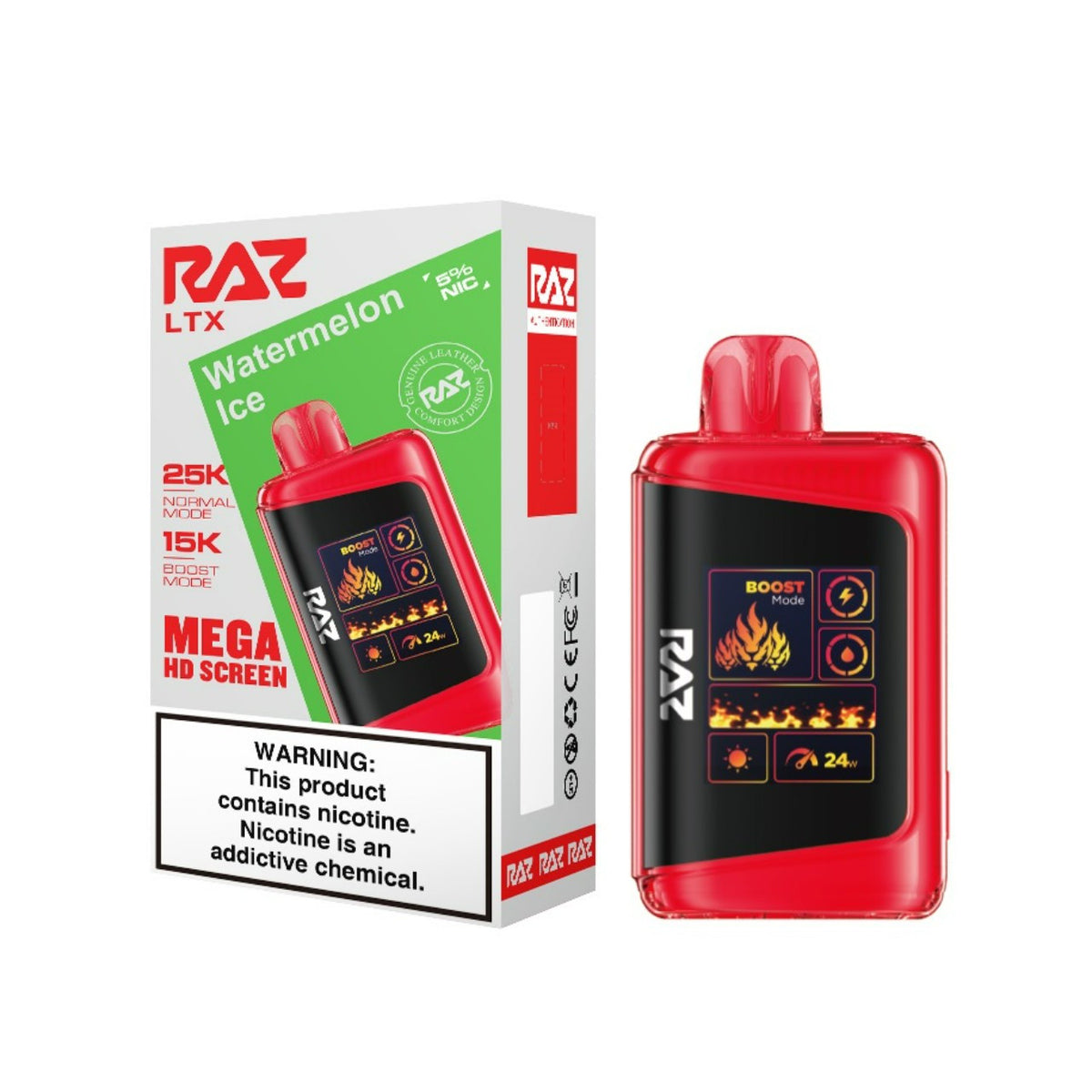Watermelon Ice Raz LTX 25K disposable vape packaging