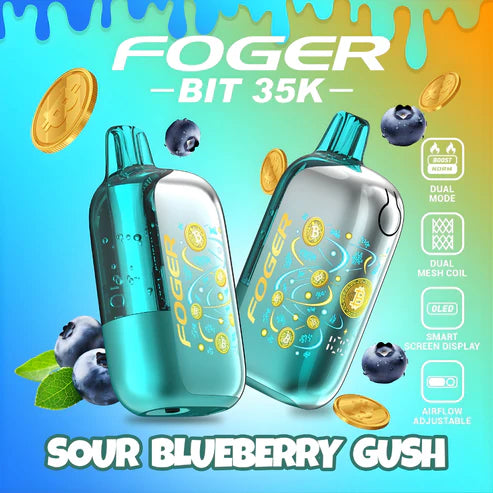 Foger Bit 35K Sour Blueberry Gush Disposable Vape - Black Coral