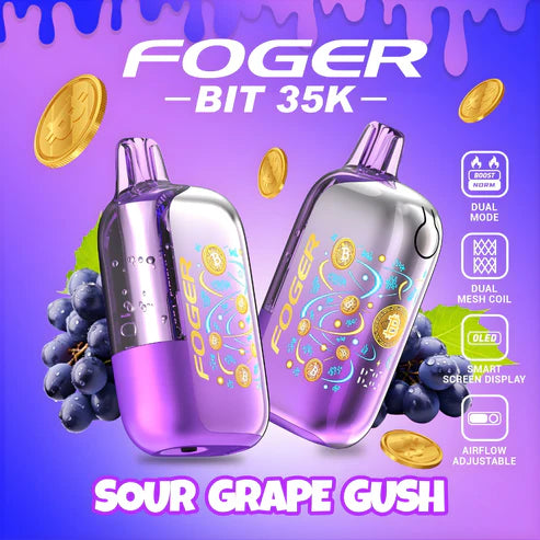 Foger Bit 35K Sour Grape Gush Disposable Vape - Black Coral
