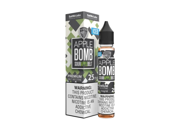 Iced Apple Bomb VGOD SaltNic Labs 25mg E-Liquid packaging