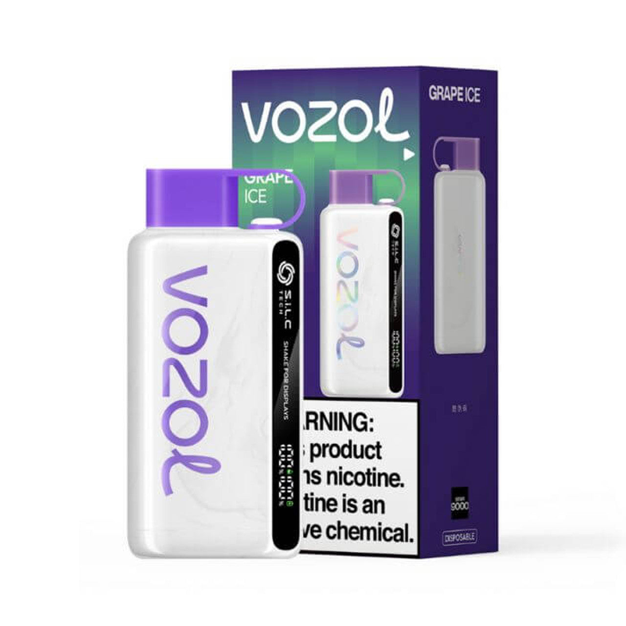 Grape Ice Vozol Star 9000 disposable vape packaging