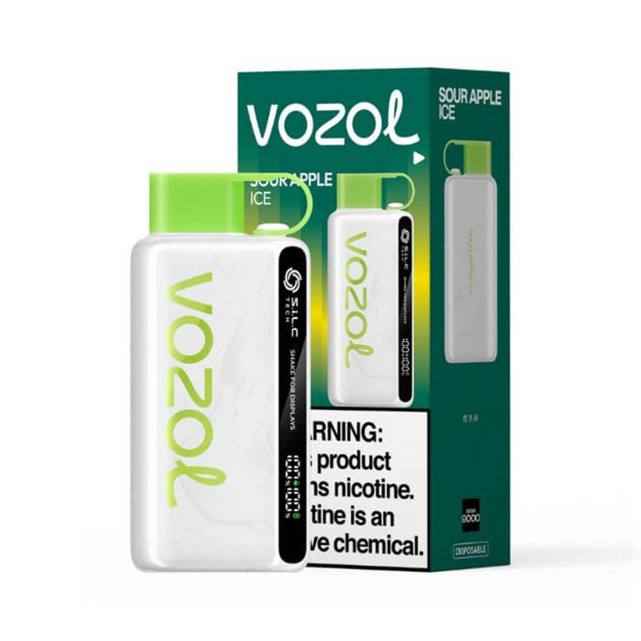 Sour Apple Ice Vozol Star 9000 disposable vape packaging