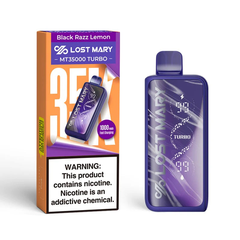 Lost Mary MT35000 Turbo Black Razz Lemon Disposable Vape - Black Coral
