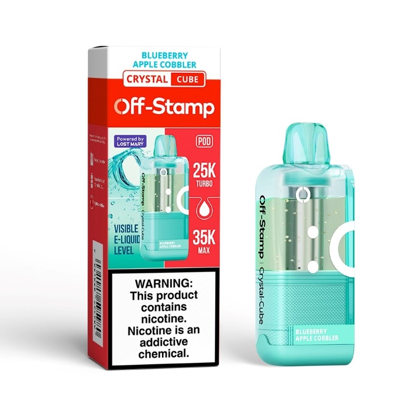 Off Stamp Crystal Cube 35K Pod Blueberry Apple Cobbler Disposable Vape - Black Coral