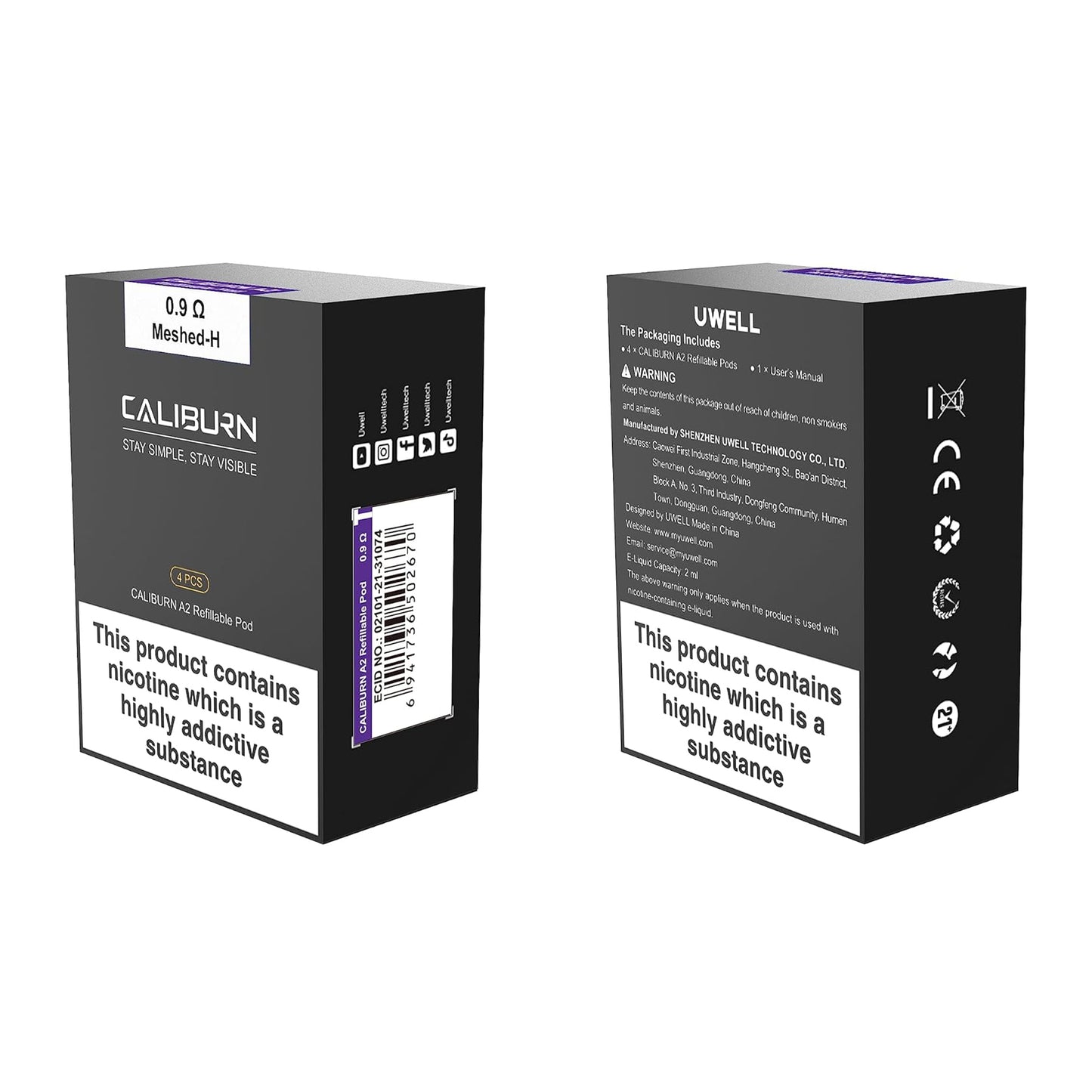 Caliburn A2S Replacement Cartridge (4pcs) 