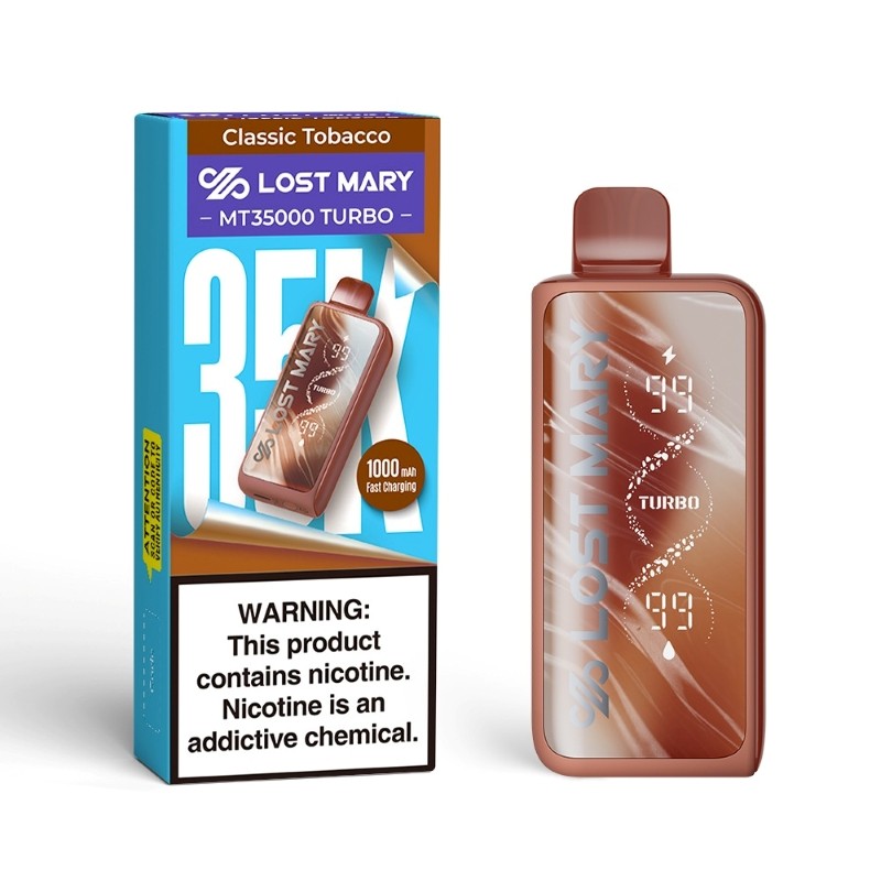 Classic Tobacco Lost Mary MT35000 Turbo Disposable Vape Packaging