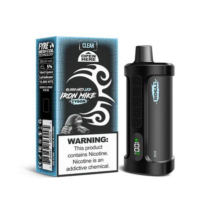 Tyson Vape Clear Flavor Clear Tyson 2.0 Iron Mike IRON MIKE 15000 PUFF VAPE Tyson Vape Clear Flavor Clear Tyson 2.0 Iron Mike IRON MIKE 15000 PUFF VAPE