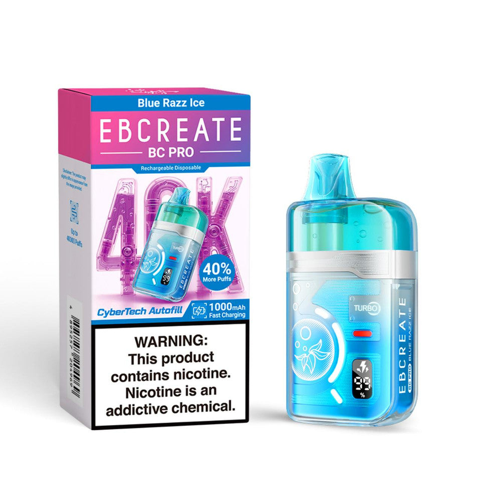 EBCREATE BC Pro 40K Blue Razz Ice Disposable Vape - Black Coral