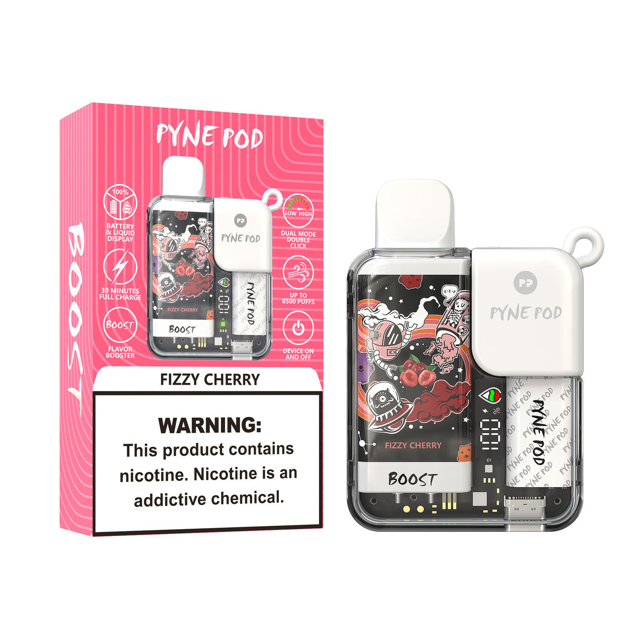 Fizzy Cherry Pyne Pod Boost 8500 - Black Coral
