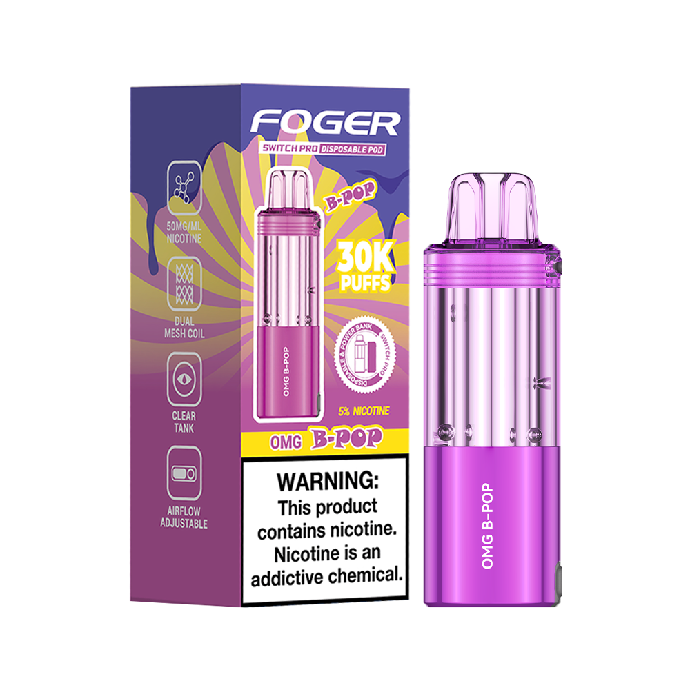 Foger Switch Pro 30K Pod OMG B-Pop Disposable Vape - Black Coral