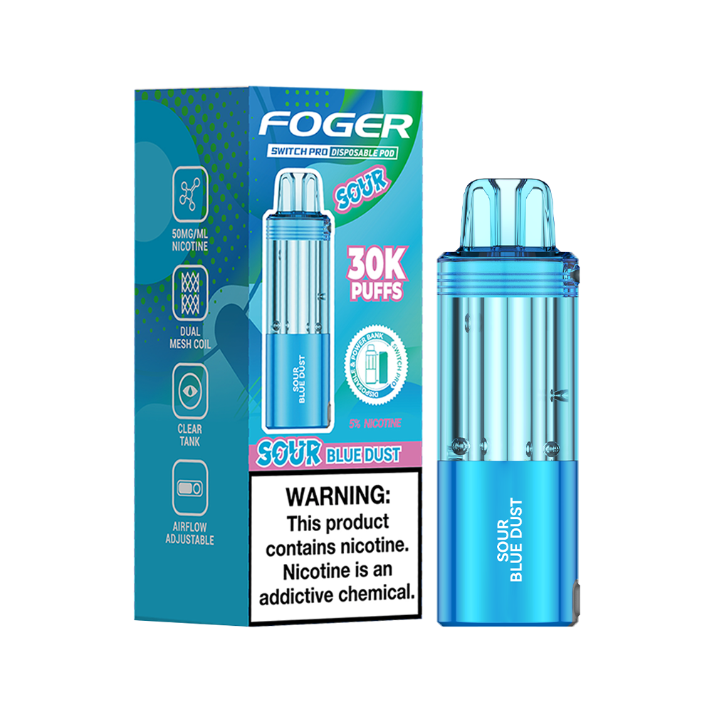 Foger Switch Pro 30K Pod Sour Blue Dust Disposable Vape - Black Coral