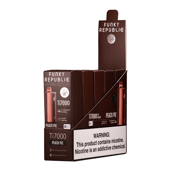 Peach Pie Funky Lands Ti7000 disposable vape packaging