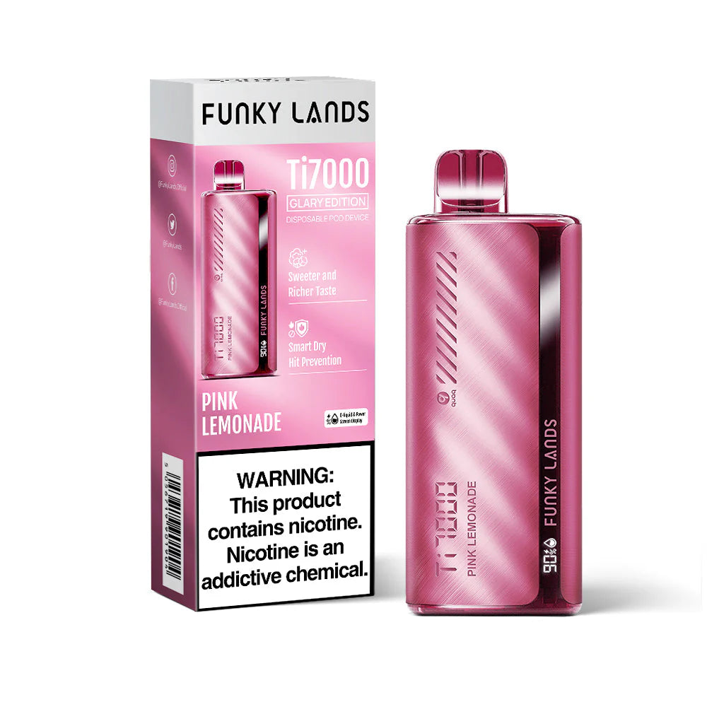 Pink Lemonade Funky Lands Ti7000 disposable vape packaging