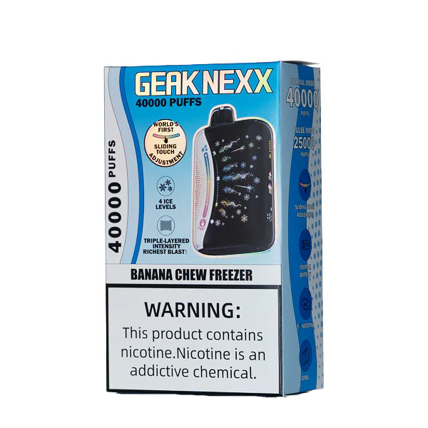 Banana Chew Freeze (Ice Adjust) Geak Nexx 40K disposable vape packaging