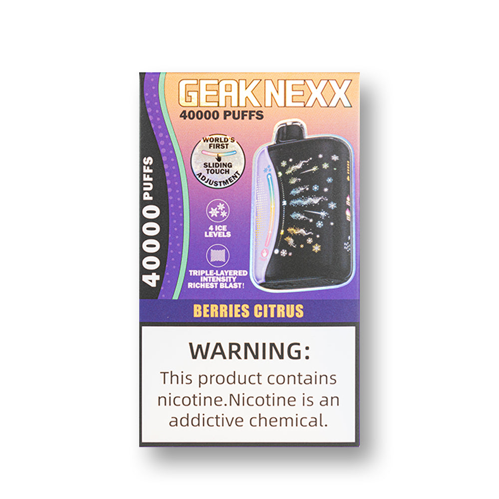 Berries Citrus (Ice Adjust) Geak Nexx 40K disposable vape packaging