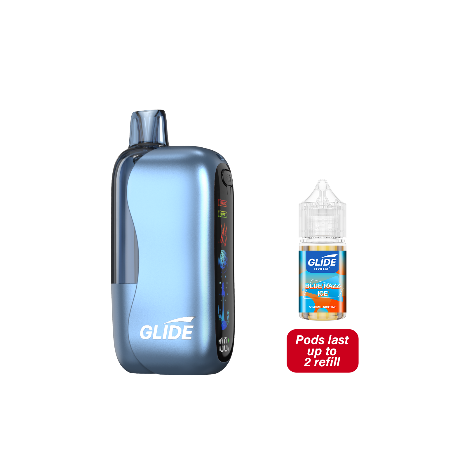 Glide 80K Pod Blue Razz Ice - Disposable Vape - Black Coral 