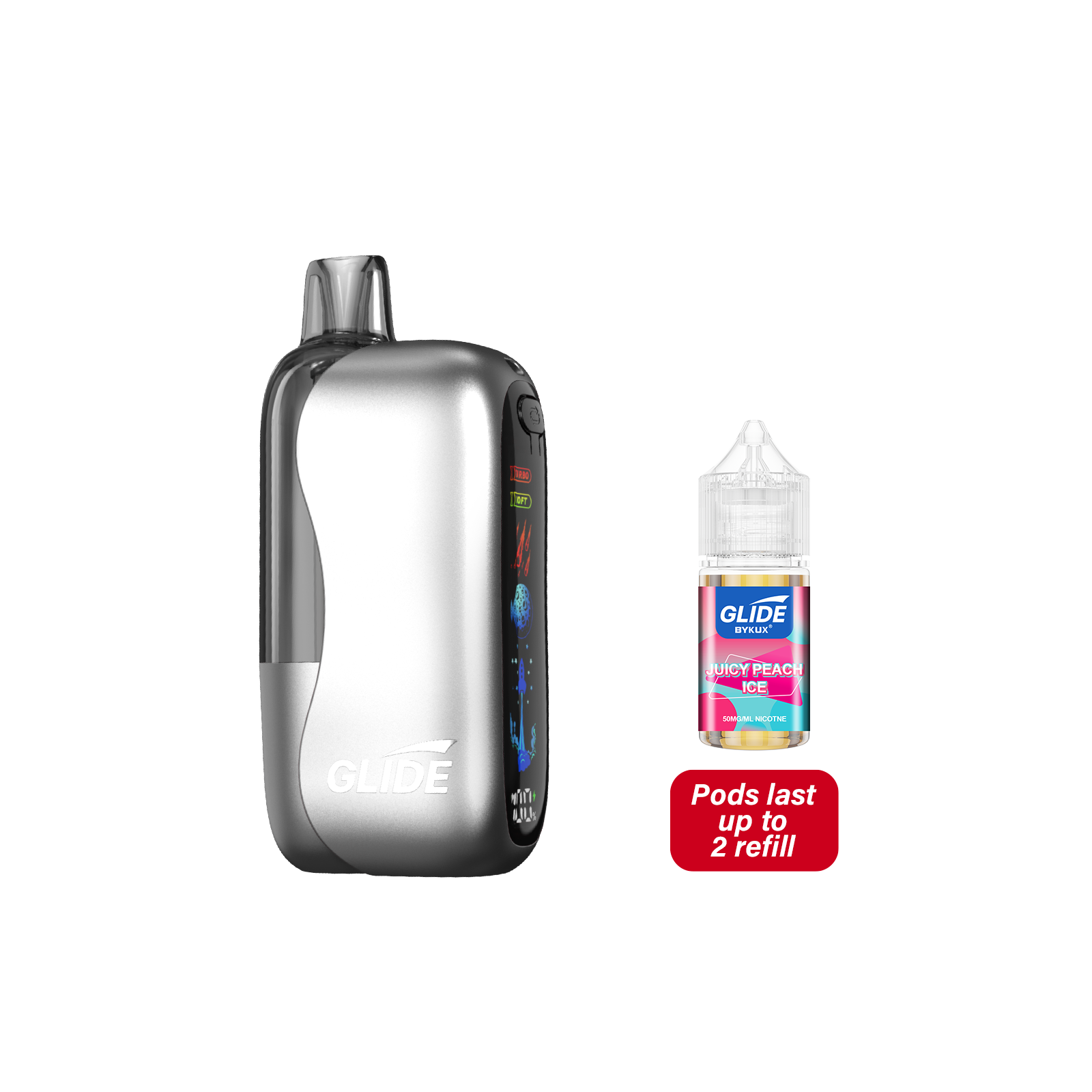 Glide 80K Pod Juicy Peach Ice Disposable Vape - Black Coral 